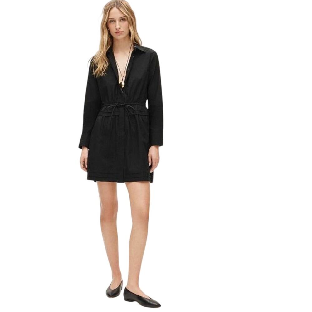 NWT J. Crew Elena Mini Shirt-Dress In Cotton Poplin Black Tall 8